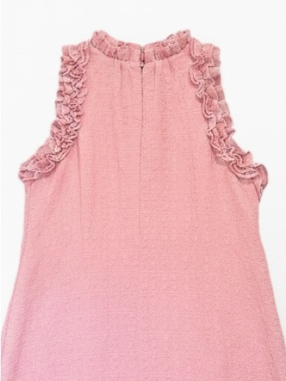 Aura Pink Ruffle Sleeve Mini Dress Loose Fit High Neck Women’s Size Medium - Picture 7 of 11